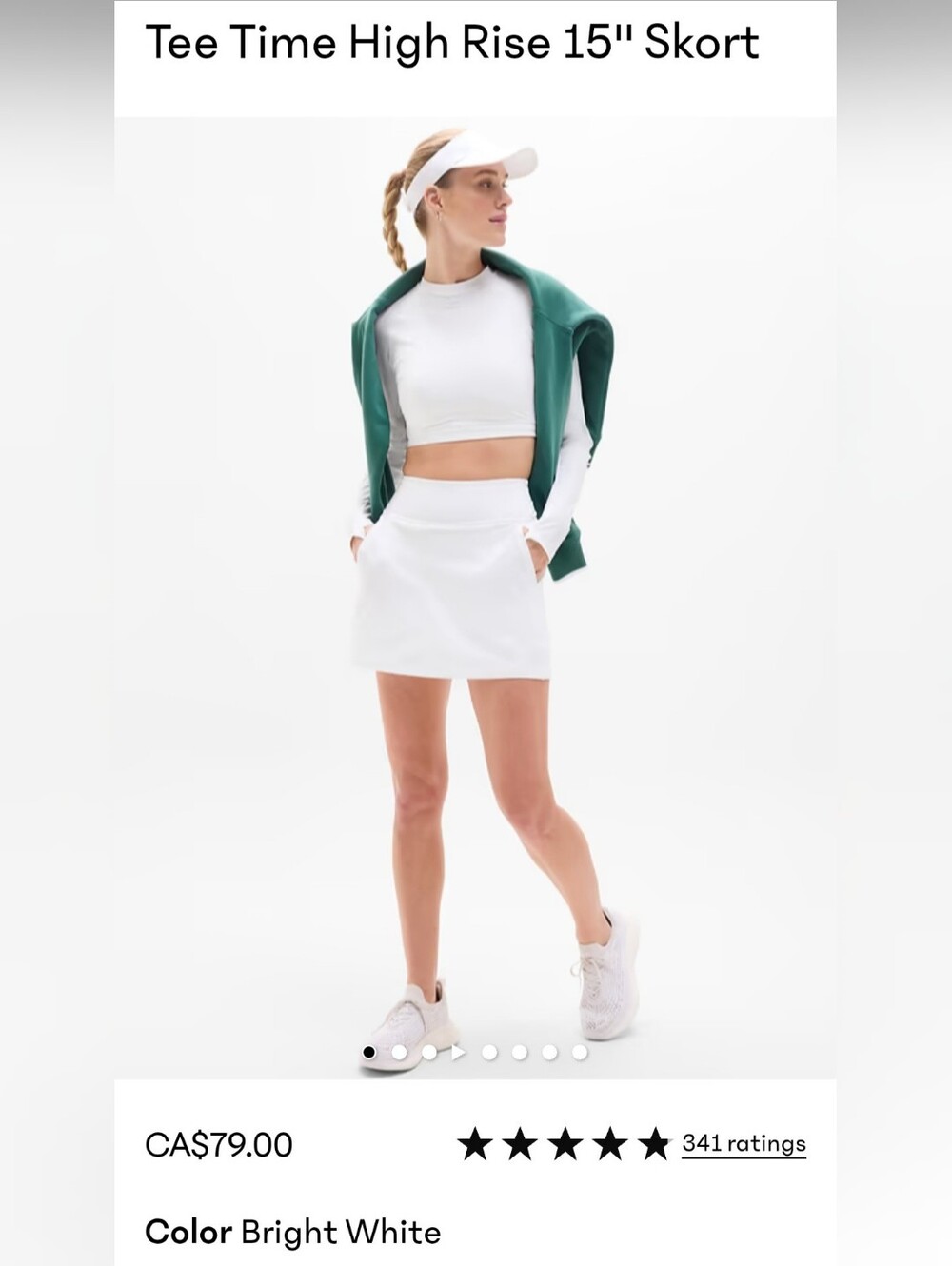 Tee Time Bright White High-Rise Skort Size M